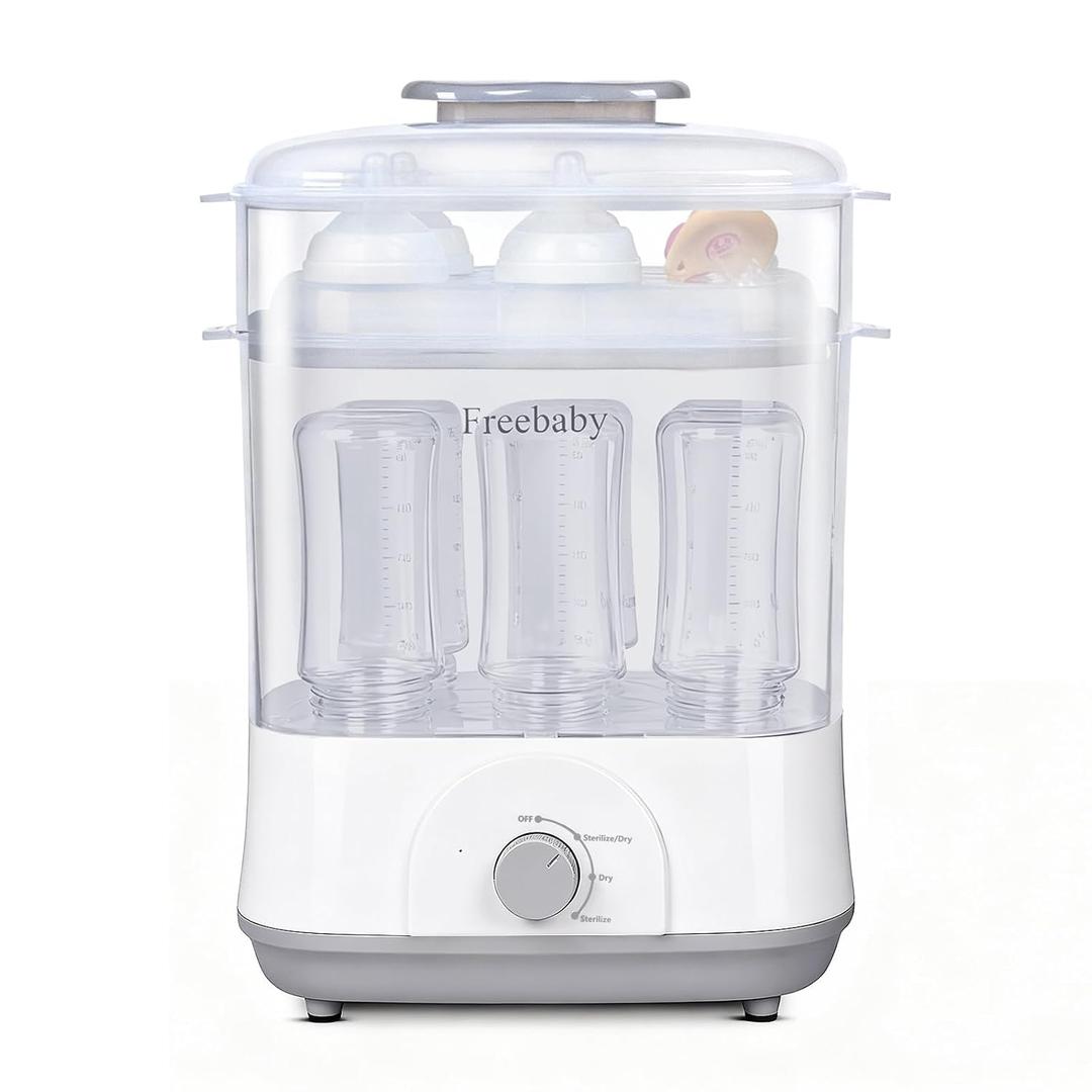 Freebaby Baby Bottle Sterilizer and Dryer,4 in 1 Electric Steam Sanitizer and Dryer for All Baby Bottle,Bottle Sanitizer for Pacifiers&Breast Pump Accessories,8 Bottles Capacity