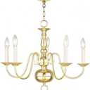 Livex Lighting 5005-02 Williamsburgh 5 Light Polished Brass Chandelier, 24"L x 24"W x 18"H