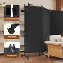 6 Panel Room Divider with Lockable Wheels, 147" W x 72" H, Gray