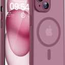TOCOL for Phone 15 Case, Compatible with Magsafe Charger, Full Camera Protection, Drop Protection, Translucent Matte Phone Case for iPhone 15 6.1 inch (Plum)