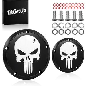Skull Clutch/Derby Timer and Points Covers for Harley Twin Cam 1999-2015 Dyna Softail Touring Road King Electra Glide Street Glide Road Glide Tri Glide,Black