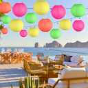 Glow in The Dark Party Supplies, Neon Party Decorations, Colorful Round Hanging Paper Lanterns Decorations for Neon Themed Birthday Wedding Baby Shower Home and Bar Decor, 15Pcs