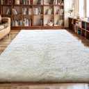 KICHOWUA Thick Area Rug 6x9 Cream White Fluffy Shag for Bedroom Living Room, Soft Plush Washable Thickened Non-Slip Fuzzy Furry Carpet, Modern Shaggy Large Rugs for Kids Nursery Boys Girls Dorm, Ivory