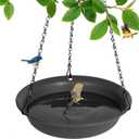 Hanging Bird Bath, Hanging Bird Water Feeder for Outdoors, Feeder Bowl, 1 Pack Birdbath Tray Accessories for Outside, Plastic Birdbaths Tray for Garden Patio Decoration (8", Dark Black)