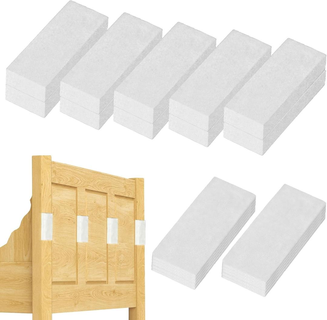 20pcs Headboard Bumper Pads, EVA Foam Bed Wall Bumper Anti-Vibration Couch Stoppers Wall Protector from Furniture (10pcs 0.79in & 10pcs 0.12in) (White)