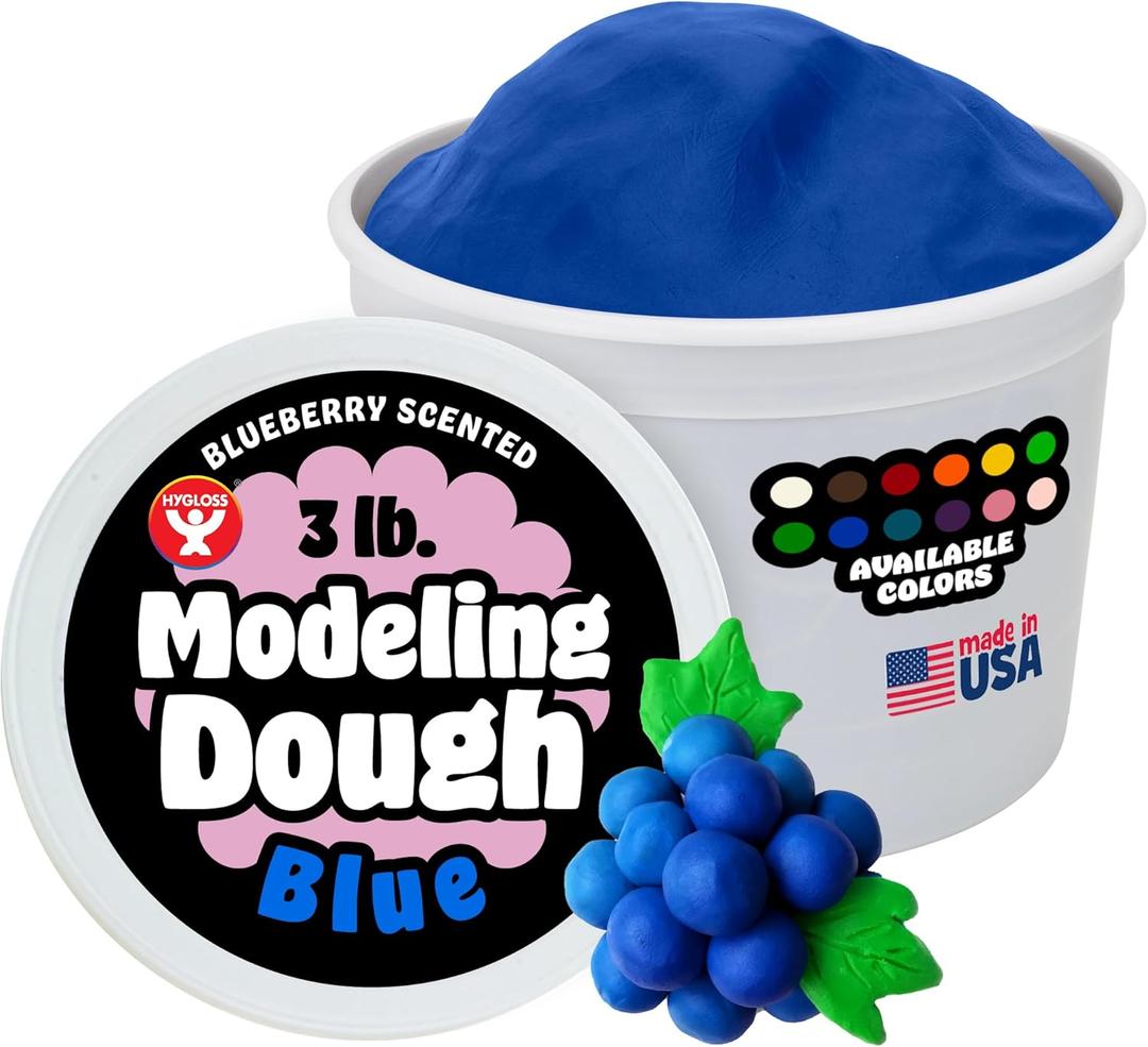Hygloss Play Modeling Dough for Kids  Safe & Non-Toxic Sensory Dough for Arts and Crafts  3 lb Tub  Play Clay for Toddler Activities, Preschool Classroom Must-Haves  Blue Color, Scented