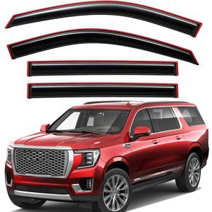 Lightronic Extra Durable Clip-on in-Channel Auto Vent Window Visor, Fit 2021-2025 Cadillac Escalade ESV, Chevrolet Suburban, GMC Yukon XL, UV-Protect Rain Guard, Original Wind Deflector, Smoke, 4Pcs