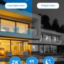 2 Pack Solar Powered Surveillance Cameras with 2K Resolution & Color Night Vision, 2-Way Talk, Human Motion Alerts, 360 View, Battery Operated WiFi Camera for Home Wireless Outdoor, 2.4GHz WiFi