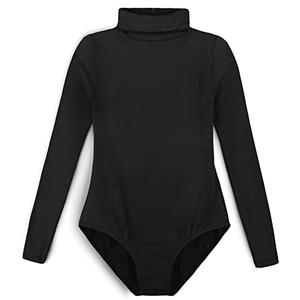 Tegmk Girls' Team Basic Turtleneck Long Sleeve Leotard with Durable Snaps, Front Lining, Zipper Back(6039-06-M) 4-6 YR M