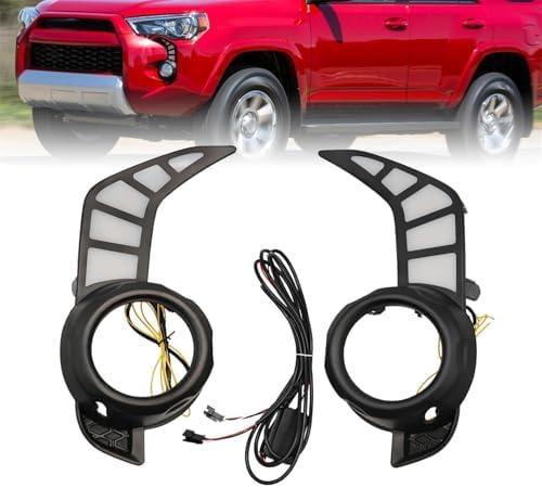 OsyphereX Daytime Running Fog Light Turn Signal Lamp Assembly Compatible with 4Runner 2014-2025 Pair Front DRL w/Sequential Switchback White & Blue Left and Right
