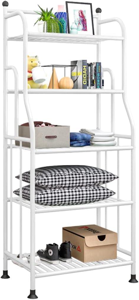 5-Tier Shelving Unit Shelves Storage Rack Heavy Duty Organizer Metal Plant Stand Shelf for Laundry Bathroom Kitchen Pantry Closet Indoor/Outdoor (White, 5-Tier)