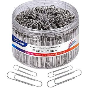 Vinaco Paper Clips Non Skid, 500PCS Medium and Jumbo Paper Clips (1.3 inch & 2.0 inch), Durable & Rustproof, Coated Paper Clip Great for Office School and Personal Use
