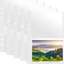 3.6x5.3 Inch Index Card Sleeves Binder Sheets - 50 Pack fits 6-Ring A5 Binder, Clear Plastic Refill 2 Pocket Page Protector for Recipe Cards, Photos, Flash Cards (200 Pockets)