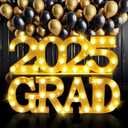 Aurelema Graduation Decorations 2025, LED Marquee Light Up Letters "GRAD 2025" Wooden Grad Party Decoration Lights for Wall Table Decor School College Party Supplies(Gold Glitter)