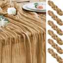 Wokceer Cheesecloth Table Runner 6Pack 10FT Khaki Boho Gauze Cheese Cloth Table Runner for Party Long Rustic Sheer Table Runners for Baby Bridal Shower Wedding Easter Table Decor