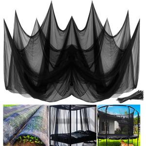Mosquito Netting,10x50 FT Patio Mesh Net Cover Screen,Insect Bird Barrier for Garden Vegetables Fruits Protection,Black Bed Curtains with 100 Pcs Straps