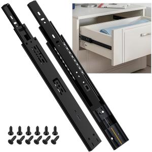SHUHANG 10 Pair Soft Close Drawer Slides Rail 12 Inch Ball Bearing Full Extension 100 LB Capacity Heavy Duty Kitchen File Cabinet Dresser Trash Can Side Mount Glide Guide Track Black