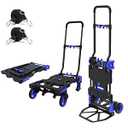 Oyoest Folding Hand Truck Heavy Duty 330LB Load Carrying, Convertible Dolly Cart with Retractable Handle and 4 Rubber Wheels, Portable Hand Truck Foldable for Luggage/ Personal/ Travel/ Mobile/ Office Use.
