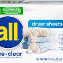 all Fabric Softener Dryer Sheets for Sensitive Skin, Free Clear, 195 Count