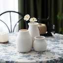 Ceramic Bud vase, Small Flower Vases Set of 3, Modern Rustic Farmhouse Home Decor, Coffee Table Decor, Petite Boho vases, Ideal for Shelf (White)