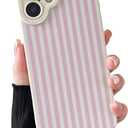 Compatible with iPhone 17 Case, Aesthetic Cute Fashion Striped Pattern with Shockproof Soft TPU Protective Phone Case for Women Compatible for iPhone 17 6.3", Pink