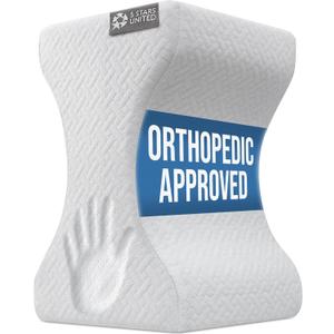 5 STARS UNITED Large Knee Pillow for Side Sleepers - Hip Pain Relief, Memory Foam Leg Cushion for Side Sleeping - Between Legs Pillow for Sciatica & Lower Back Pain, White
