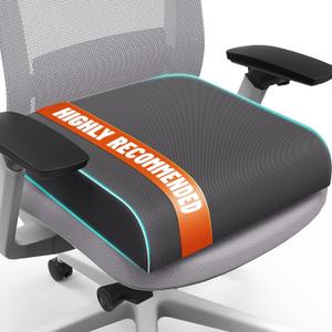 Seat Cushion for Tailbone Pain Relief, Office Chair Cushion, Memory Foam Large Chair Pad with Non-Slip Cover for Soft Support at Office Chair, Car Seat, Airplane Grey/Large
