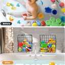 Greentainer 2 Pack Bath Toy Storage Organizer, Large Rustproof Metal Wire Basket, Wall Mounted Hanging Bathtub Holder, Bathroom Shower Caddy for Tub Toys & Toiletries