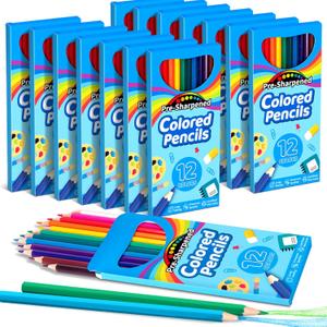 V-Opitos 168 Count Colored Pencils for Kids, 14 Pack Bulk 12 Colors Coloring Pencils, Pre-sharpened, Ideal Classroom Supplies, Teacher School Supplies, Kids Party Favor