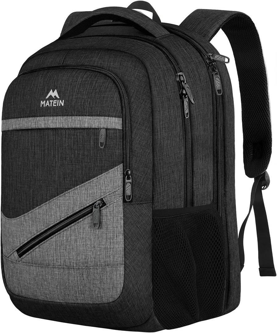 MATEIN Extra Large 50 L Travel Laptop Backpack, Water Resistant Work Computer Backpack with Anti Theft Pocket, TSA Friendly Business Daypack with Multiple Organizer Pockets for Men, Black Grey