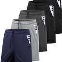 5 Pack Men's Athletic Gym Shorts with Pockets Quick Dry Activewear Workout Running Shorts for Men (Large)