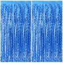 Blue Backdrop Wavy Tinsel Foil Fringe Curtains for Parties Sparkle Metallic Wavy Blue Birthday Decorations for Streamers Party Decorations Photo Booth Props Birthday Ocean Party Decor Supplies