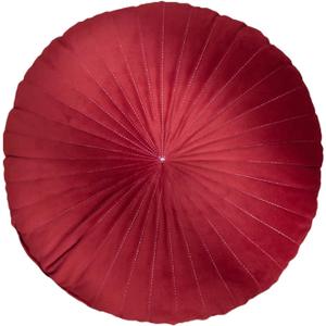 HLOVME Round Pillow Cushion for Couch Velvet Decorative Small Throw Pillow Solid Color for Living Room Bed Floor 15.7, Wine Red