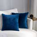 Stellhome Super Soft Velvet Pillow Covers Square Decorative Pillowcase for Bed Couch Sofa Bench, 20 x 20 inch (50 cm), Navy Blue, Pack of 2