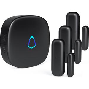 Door Chime, METAK Wireless Door Open Contact Sensor Alarm with 500 FT Range, 58 Chimes and 5 Volume Levels for Business/Store/Home/Office When Entering, 3 Transmitter + 1 Plug-in Receiver (Black)