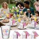 50 Set Easter Baby Shower Party Favors for Guests ''A Sweet Little Bunny Is on The Way'' Acrylic Shot Glasses Keychains Bottle Openers Thank You Cards Organza Gift Bags for Baby Shower Guests Souvenir