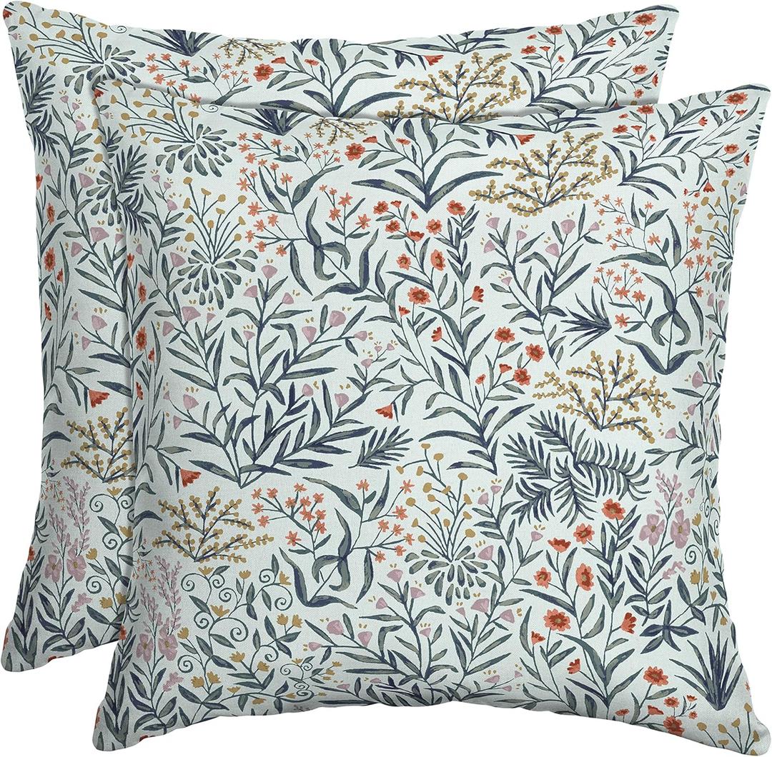 Arden Selections Outdoor Toss Pillow, Set of 2,  Water Repellent, Fade Resistant, Pistachio Botanical
