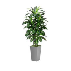 Artificial Dracaena Plant Indoor 5FT - Fake Tree with Gray Tall Planter - Faux Yucca Tree Tall Fake Floor Plant in Pot - Artificial Trees for Home Office Indoor