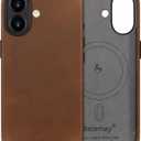 Belemay Handcrafted Crazy Horse Leather Case for iPhone 17, Compatible with MagSafe, Vintage Aesthetic, Two-Tone Effect, Unique Patina, Camera Control Button, Metal Buttons (6.3"), Vintage Brown