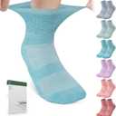 Bulinlulu Bamboo Viscose Diabetic Socks, 6 Pairs Non Binding Ankle Socks, Reinforced Toe, Size 6-9/9-11/13-15 (Medium, Pale Orange/Cyan/Pale Blue/Turquoise/Purple/Maroon)