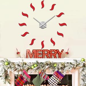 VANGOLD Large Wall Clocks for Living Room Decor, Modern Silent Wall Clock for Wall DIY Size Adjustable Easy Installation, Large Wall Clock Used for Decoration in Kitchen, Living Room, Classroom (Red)