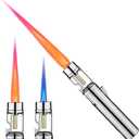 Torch Lighter, Butane Refillable Multifunction Straight Flame Bright Lighter Windproof Adjustable Color with Safety Lock Jet Lightsaber Flame for Outdoor, Campfires, BBQ, Candles, Camping (Silver)