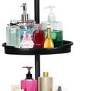Corner Shower Caddy Tension Pole, Rust-Resistant Bathroom Storage Organizer with 4-Tier Adjustable Shelves & Rubber Pad, 101.6''- 122'' Height, No-Drill Quick Installation