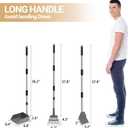 Heeyoo Dog Pooper Scooper, Dog Poop Tray and Rake Set, Pet Waste Removal Scoop with Long Adjustable Sectional Stainless Handles (Silver/Black)