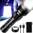 SKYFIRE Rechargeable Flashlights High Lumens: Super Bright LED Tactical Flashlight 3000lm Zoomable 5 Modes Waterproof 2*5000mAh Powerful Flash Light for Camping, Emergency, Gift (with Ignition Lens)