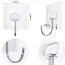 Large Adhesive Hooks,Transparent Seamless Stainless Steel Ultra Strong Wall Hooks for Kitchen Bathroom Ceiling Door Utility Hooks 14 PCS