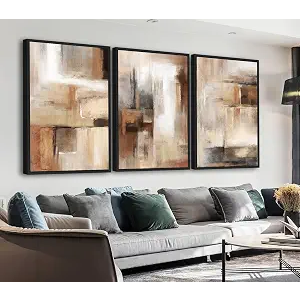 ASDCEUTICALS Large Canvas Wall Art, Brown Beige Abstract Pictures 16"x24"x3