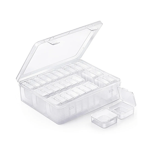 MOLN HYMY Bead Organizer, 30pcs Clear Bead Containers for Organizing, Small Plastic Box with Hinged Lids and 60 Labels for Bracelet Making DIY Jewelry Crafts and Various Accessories
