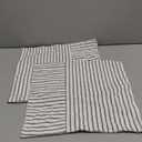 Black and Beige Patchwork Farmhouse Throw Pillow Covers 16 x 16 Inch, Pack of 2 Striped Linen Decorative Pillow Case for Sofa Couch Chair Bedroom Modern Decor (16" x 16", Black)