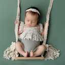 M&G House Newborn Photography Props Swing Prop Wooden Swing Seats Baby Photo Props Wooden Prop Swing Baby Photoshoot Props Newborn Photography Accessory(Wood Color, 4 Wings 6 Red Hearts) (01 Wood Color)